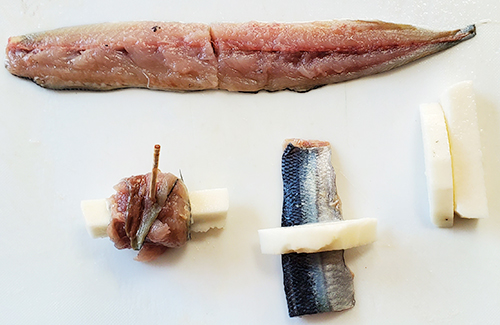 秋刀魚の長芋巻揚げ